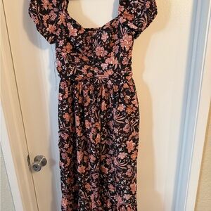 Floral Black and Pink Women's Dress